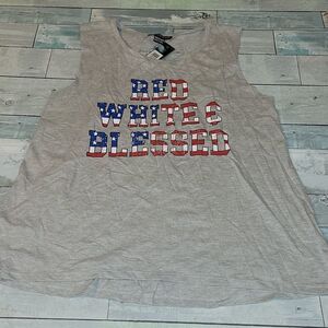 Kristen Marie 4th of July Red White & Blessed Tank Top Medium NWT